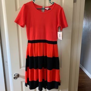 NWT LulaRoe Amelia Red/Black Dress size L